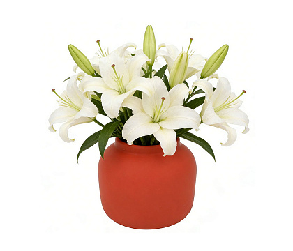 Ваза декоративная керамическая, цвет терракот, 14,5*13 см