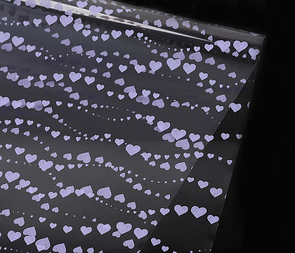 Упак. материал флористическая пленка "Сердечные нити", 50 мкр, 57 см х 10 м, сиреневый