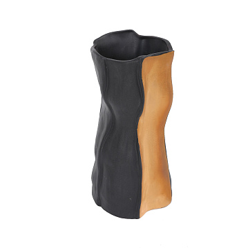 Ваза керамическая, цвет черно-золотой, 12*26,5 см