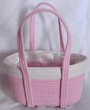 Корзина плетеная из хлопкового волокна, 30x15xH18xHH35 B26x11, 1 шт., св.розовый