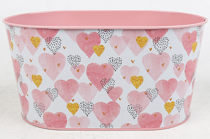 Декоративное овальное кашпо "Отражение любви" 22.5X13.7XH11.3 B:20X11см. металл