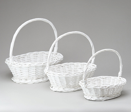 Набор корзин (ива): 46x36xH15xHH41,5, 39x30xH13,5xHH34,5, 32,5x25xH12xHH27, 3 шт., белый