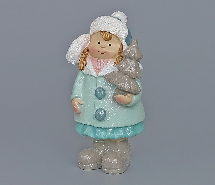 Декоративное новогоднее изделие Девочка, 10.5 см., пастельно-мятный