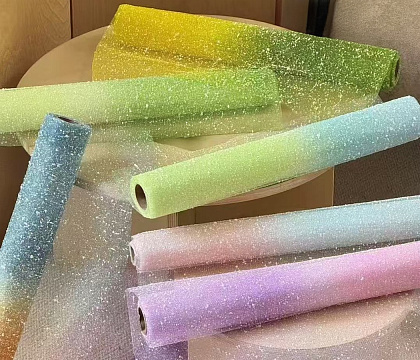 Упак. материал флористическая сетка "Градиент", 50 см х 4 ярд, св-зеленый с небесно-голубым