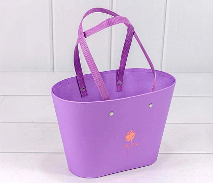 Коробка под цветы с двумя ручками, картон, 22,5x13,5x15,2 см, сиреневый (W9627-lilac)