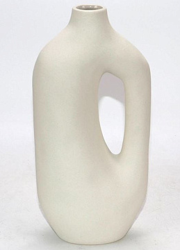 Ваза керамическая в стиле сканди, белая, 13,7*8,4*28,5 см.