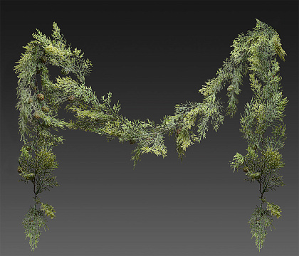 Гирлянда декоративная заледеневшая с шишками 180 см, 1 шт.