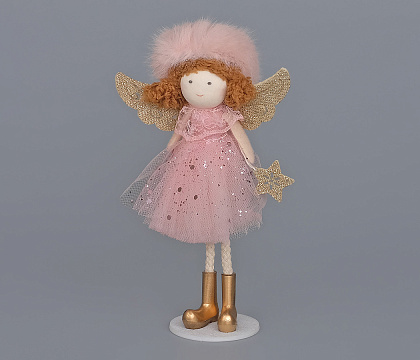 Новогоднее декоративное изделие "Фея" 17 см., розовый