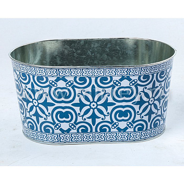 Декоративное овальное кашпо "Орнамент" 22.5X13.7XH11.3 см. металл