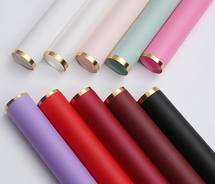 Упак. материал флористическая пленка "Золотой кант", 58х58 см, красный, 20 листов /упак