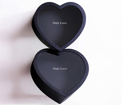 Набор коробок для цветов в виде сердца 46*46*18, 44*44*17 см, 2 шт., черный