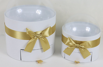 Набор коробок для цветов "Формула таинственности" 16*20 (12,8)H, 12*13(8,7)H см, 2 шт., белый