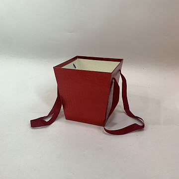 Коробка под цветы с имитацией кожи крокодила 17x17x18 см, 1 шт., красный