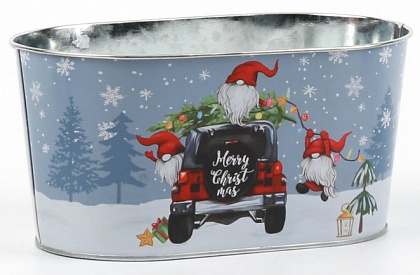 Декоративное кашпо "Рождественские истории" 22,55X13,7XH11,3CM B:20X11СМ, металл