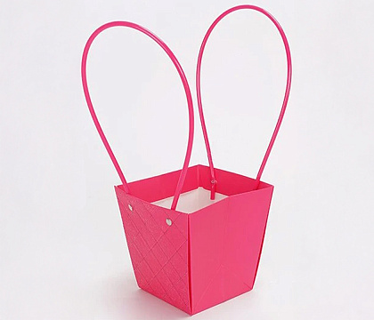 Пакет подарочный тисненый, 9*6.5*10 см 10 шт./упак., фуксия