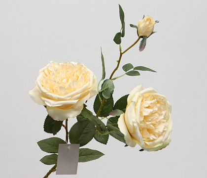 Цветок искусственный декоративный "Роза", 72 см., тканевый, слоновая кость