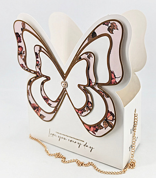 Сумочка с металлической ручкой "Батерфлай", 18*8*21.5 см. 10 шт./упак., белый