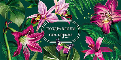Открытка-конверт "Поздравляем!", размер: 8,3х16,7 см, в упак. 10 шт.