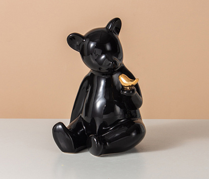 Статуэтка декоративная "Мишка", керамика, цвет черный, 20*16*23 см