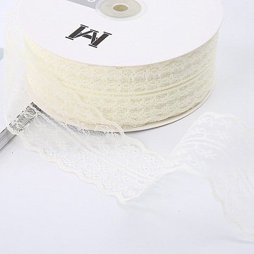 Лента декоративная "Изящное кружево", полиэстер, 45 мм х 50 ярд., шампань (4 шт./упак.)