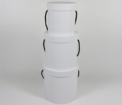 Набор коробок "Цилиндры Стандарт"  19x19Hсм, 17x17Hсм, 14x14,5Hсм, 3 шт., белый