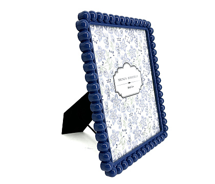 Фоторамка декоративная из эпоксидной смолы, серия "Бабл", цвет синий, со стеклом, 20x25 см