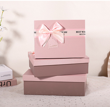 Набор коробок подарочных  29*21*9,5, 26*19*8, 23*17*6,5 см, 3 шт, св.розовый