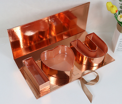 Коробка подарочная "I love you" 45,6×19,5×6,8H см, 1 шт., розовое золото