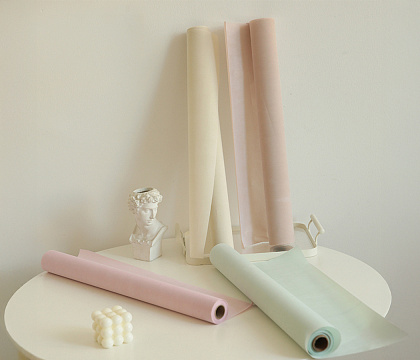 Водостойкий упаковочный материал "Бархат", 53 см*6 ярдов, 75 г/м², пудровый