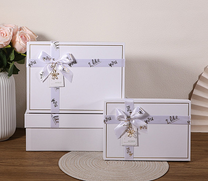 Набор коробок подарочных 33,5*25*11,5, 29*21*9, 24,5*17*6,5 см, 3 шт., белый