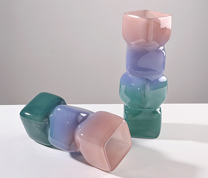 Ваза стеклянная D10 * H28,  1 шт., мультиколор