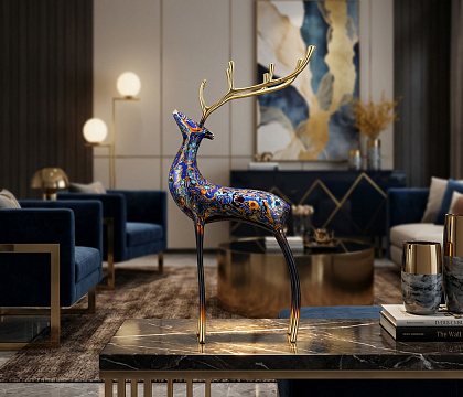 Статуэтка декоративная "Алтайский марал II", цвет синий, 19,5*8*33,5 см