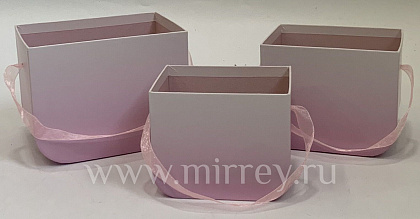  Набор коробок под цветы Сумочки "Be happy" 16,5x12x12,5 см, 14x11x11,5 см, 12,5x9x10 см, 3 шт., розо