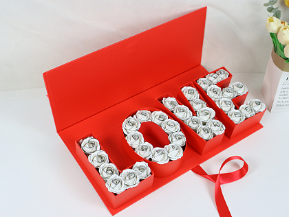 Коробка для цветов "LOVE" 45,6×19,5×6,8H см, 1 шт., красный