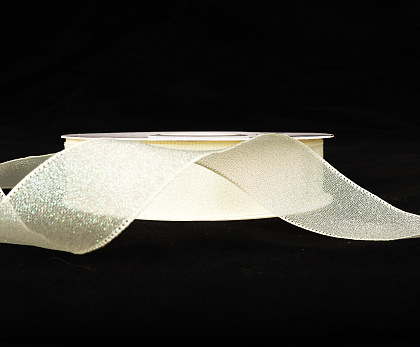 Лента декоративная "Перламутровое сияние", полиэстер, 25 мм х 20 ярд., молочный (5 шт./упак.)