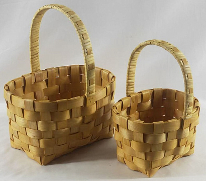 Набор корзин плетеных (секвойя), 24x19x14/30 B:20x11 см, 18,5x14,5x12/25 B:13,5*8 см, 2 шт., натур.