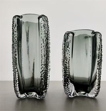 Ваза стеклянная D12 * H25 см, 1 шт., серый