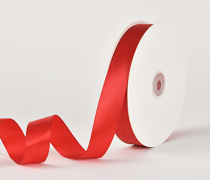 Лента атласная полиэстер 2.5 см*80 ярдов, красный (5 шт./упак.)