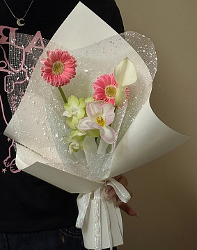 Упак. материал флористическая сетка "Градиент", 50 см х 4 ярд, пудровый с голубым