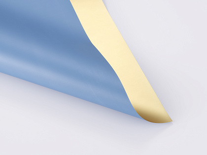 Упак. материал флористическая пленка с золотом, 70 мкр., 58 см х 10 м., голубой