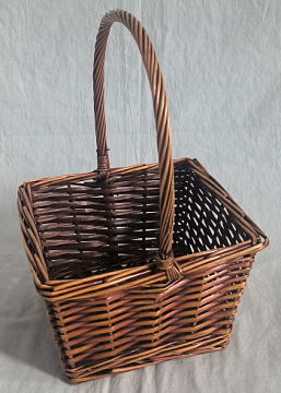 Корзина плетеная (ива), 20*20*12*29 см, 1 шт., коричневый