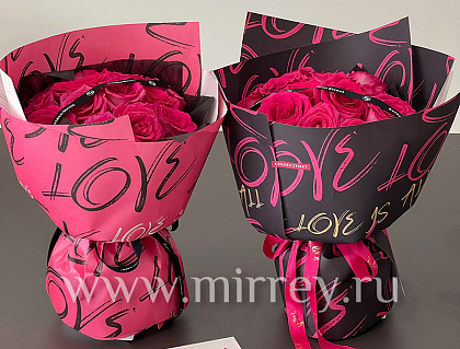 Упаковочная бумага "Love is all", 50см*58 см, 20 листов/упак., фуксия
