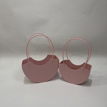 Набор коробок с ручкой под цветы 27,7x11x17,8 см, 22x9x14,6 см, 2 шт., светло-розовый