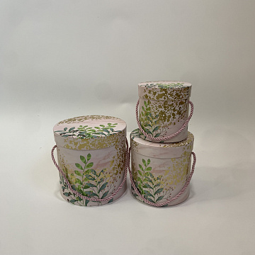 Набор коробок с крышкой "Эко-эстетика" 18x17,2, 15,5x15, 12x12,2 см, 3 шт., св.розовый