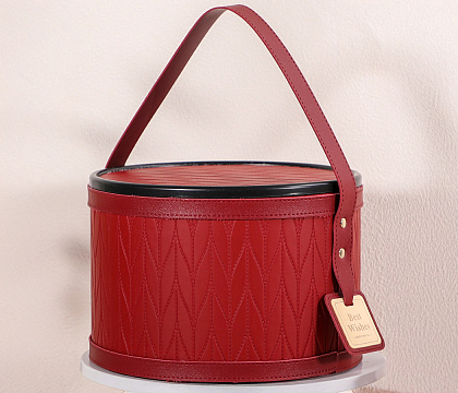 Коробка для цветов с крышкой "Гламурная эстетика" D22*H15,5, 1 шт., красный