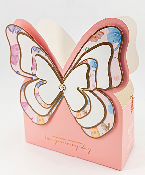 Сумочка с металлической ручкой "Батерфлай", 18*8*21.5 см. 10 шт./упак., розовый