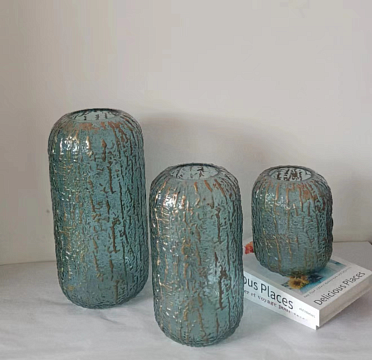 Ваза стеклянная D13 * H28, 1 шт., изумрудный