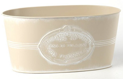 Декоративное овальное кашпо 29.5X15.5XH14.5CM
B:25X11.7CM, молочный, металл