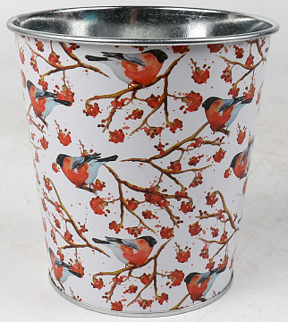 Декоративное кашпо "Снегири на рябине" 13XH13CM B8,8, металл