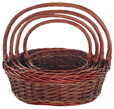 Н-р корзин (ива):51X42XH16XHH43 B41X31, 44X37XH16XHH38 B36X28, 39X32XH12XHH33 B31X22, 32X26XH11XHH30 27X18, 4 шт., коричневый